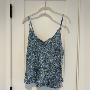 Jcrew blue floral satin top